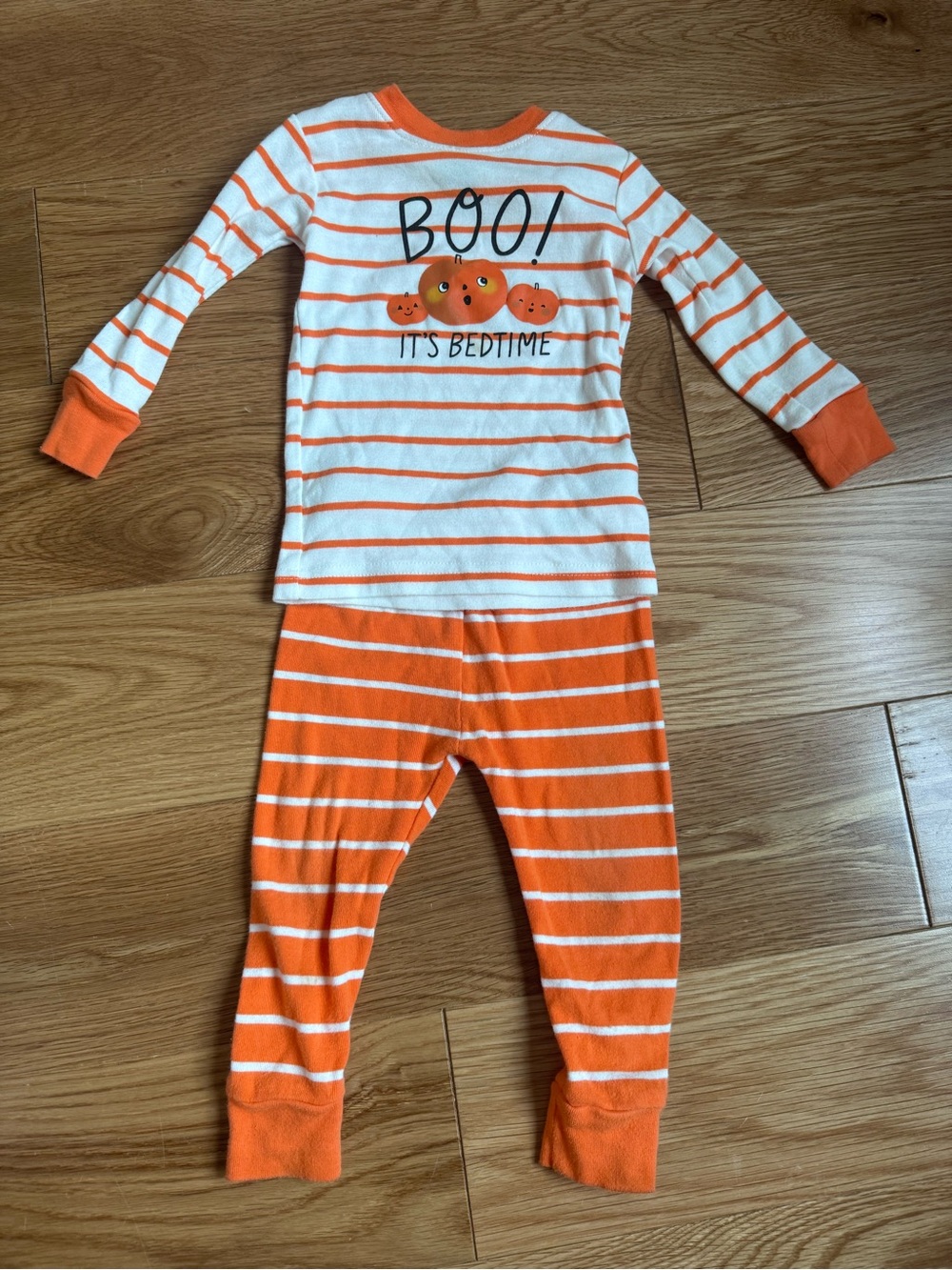 Carter's Orange & White Striped 'Boo! It's Bedtime' Pajama Set
